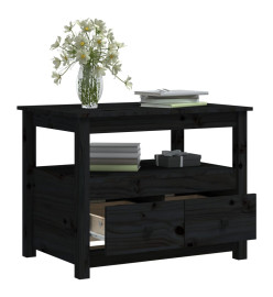 Table basse Noir 71x49x55 cm Bois massif de pin