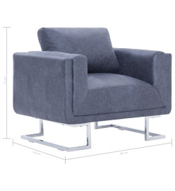 Fauteuil cube Gris Similicuir daim