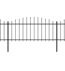 Clôture de jardin à dessus en lance Acier (0,5-0,75)x6,8 m Noir