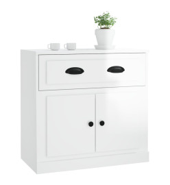 Buffet blanc brillant 70x35,5x67,5 cm bois d'ingénierie