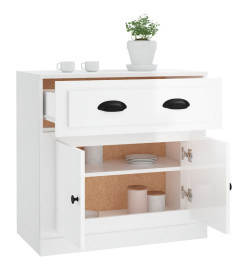 Buffet blanc brillant 70x35,5x67,5 cm bois d'ingénierie