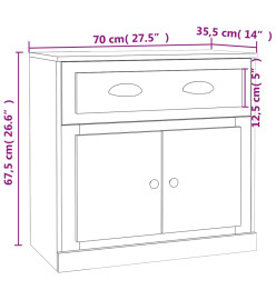 Buffet blanc brillant 70x35,5x67,5 cm bois d'ingénierie
