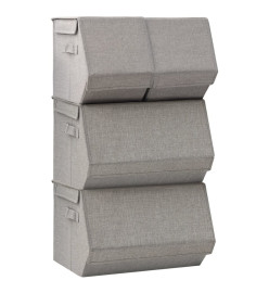 Boîtes de rangement empilables 4 pcs Tissu Gris