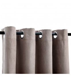 Rideaux occultants avec anneaux en métal 2 pcs Taupe 140x225 cm