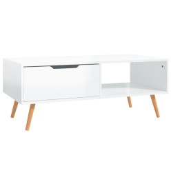 Table basse Blanc brillant 100x49,5x43 cm Aggloméré