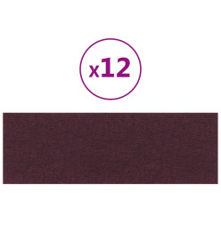 Panneaux muraux 12 pcs Violet 90x30 cm Tissu 3,24 m²