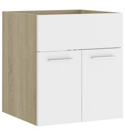 Armoire d'évier Blanc et chêne sonoma 41x38,5x46 cm Aggloméré