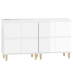 Buffets 2 pcs blanc brillant 60x35x70 cm bois d'ingénierie