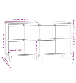 Buffets 2 pcs blanc brillant 60x35x70 cm bois d'ingénierie