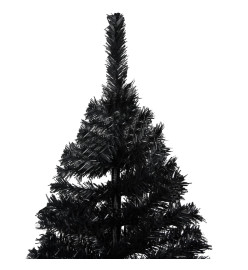 Sapin de Noël artificiel pré-éclairé et support noir 210 cm PVC