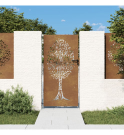 Portail de jardin 85x200 cm acier corten conception de l'arbre