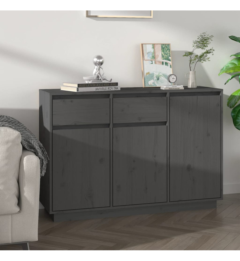 Buffet Gris 110x34x75 cm Bois massif de pin Buffet Gris 110x34x75 cm Bois massif de pin