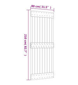 Porte coulissante et kit de quincaillerie 80x210 cm pin massif