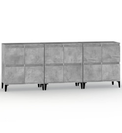 Buffets 3 pcs gris béton 60x35x70 cm bois d'ingénierie