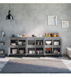 Buffets 3 pcs gris béton 60x35x70 cm bois d'ingénierie