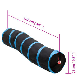 Tunnel pour chats en forme de S Noir et bleu 122 cm Polyester