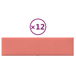 Panneaux muraux 12 pcs Rose 60x15 cm Velours 1,08 m²