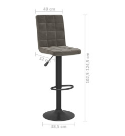 Tabourets de bar lot de 2 gris foncé velours