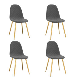 Chaises à manger lot de 4 gris foncé velours