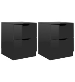 Tables de chevet 2 pcs Noir brillant 40x40x50 cm Aggloméré