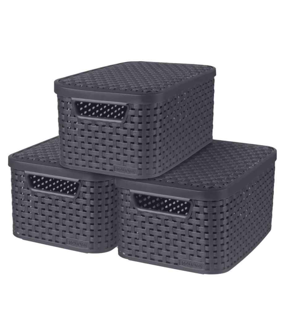 Curver Boîtes de rangement Style avec couvercle 3 pcs S 6 L Anthracite