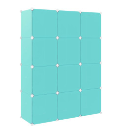 Armoire de rangement pour enfants avec 12 cubes Vert PP