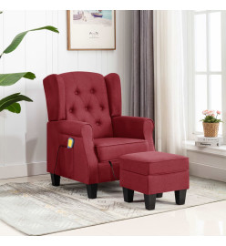 Fauteuil de massage avec repose-pied Rouge bordeaux Tissu