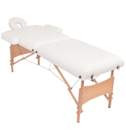 Table de massage pliable et tabouret 10 cm d'épaisseur Blanc