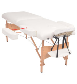 Table de massage pliable et tabouret 10 cm d'épaisseur Blanc