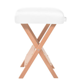 Table de massage pliable et tabouret 10 cm d'épaisseur Blanc