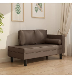 Chaise longue avec coussins et traversin marron similicuir