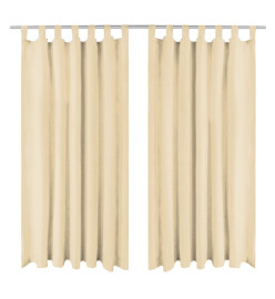 Rideau occultant avec boucles 2 pcs 140 x 225 cm Beige