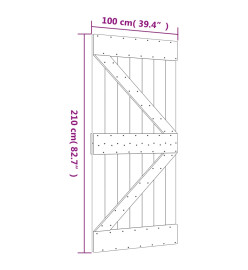 Porte coulissante et kit de quincaillerie 100x210 cm pin massif