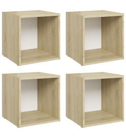 Meubles TV 4 pcs Blanc et chêne sonoma 37x35x37 cm Aggloméré