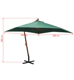 Parasol  300 x 300 cm Poteau en bois Vert