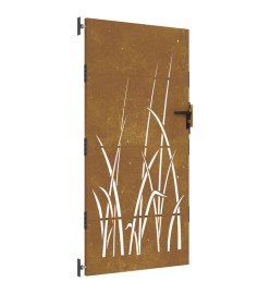 Portail de jardin 85x175 cm acier corten conception d'herbe