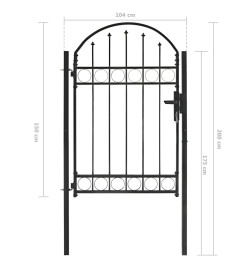 Portail de jardin avec dessus arqué Acier 1 x 1,5 m Noir