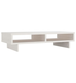 Support de moniteur Blanc 60x27x14 cm Bois de pin solide