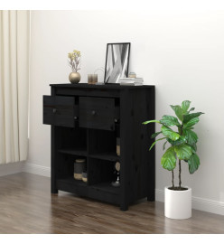 Buffet Noir 70x35x80 cm Bois massif de pin