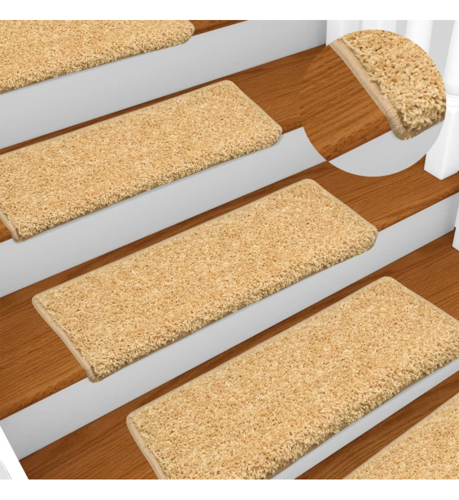 Tapis d'escalier 10 pcs 65x21x4 cm Beige