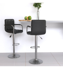 Tabourets de bar lot de 2 noir similicuir