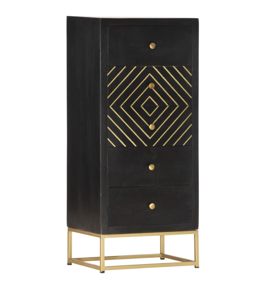 Armoire à tiroirs Noir et doré 45x30x105 cm Bois de manguier Armoire à tiroirs Noir et doré 45x30x105 cm Bois de manguier