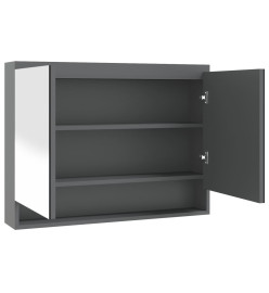 Armoire à miroir de salle de bain 80x15x60 cm MDF Gris