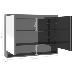 Armoire à miroir de salle de bain 80x15x60 cm MDF Gris
