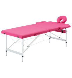 Table de massage pliable 2 zones Aluminium Rose