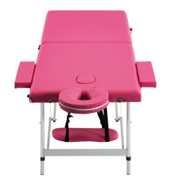 Table de massage pliable 2 zones Aluminium Rose