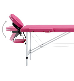 Table de massage pliable 2 zones Aluminium Rose