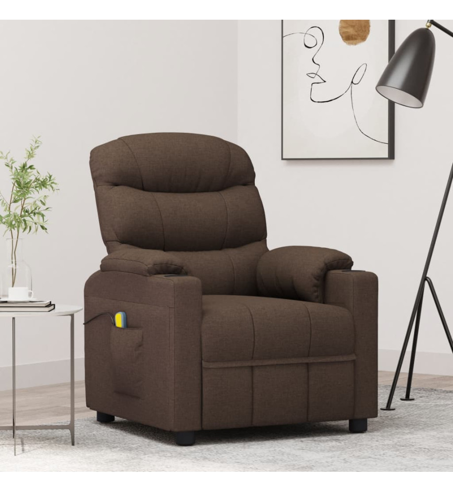 Fauteuil de massage Marron foncé Tissu