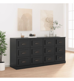 Buffets 2 pcs noir bois d'ingénierie