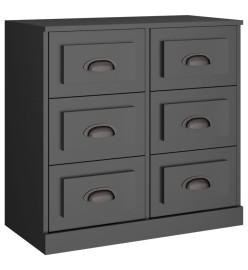 Buffets 2 pcs noir bois d'ingénierie